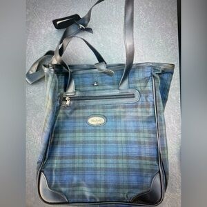 Stylish Plaid Shoulder Bag in Blue and Green by Skyline